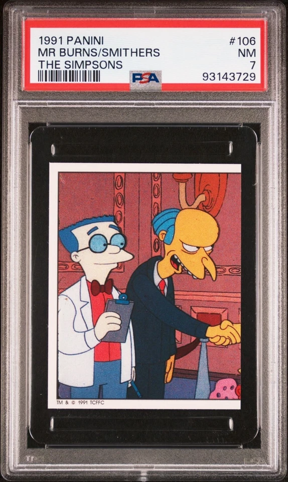 1991 Panini Simpsons Stickers - #106/107 Mr Burns, Smithers & Simpsons - PSA 7/8 - Image 3 of 4