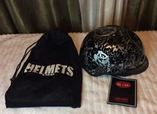 Rodia RHD-200V  Motorcycle Half Helmet w/ Skulls Black & Silver - LARGE - New!