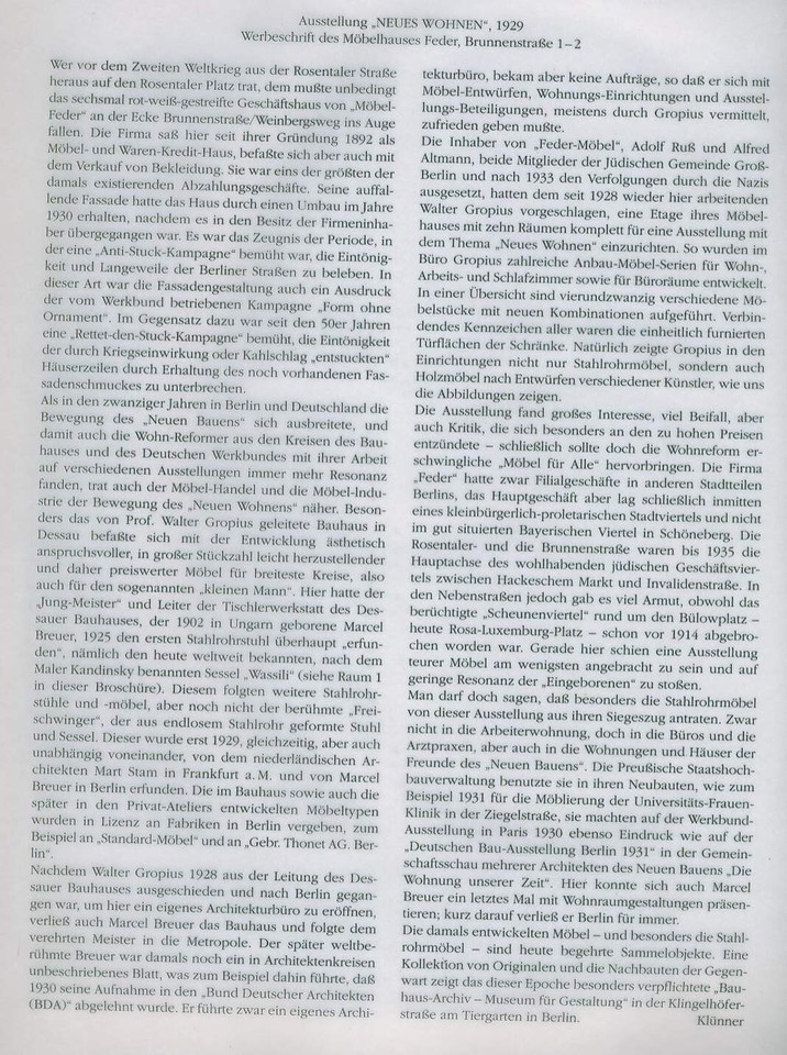 Berlin 1929 Möbel Ausstellung Möbelhaus Feder Katalog Prospekt