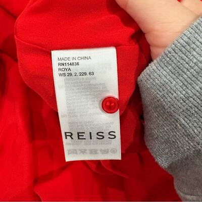 NWT Reiss Dress Roya Pleated Midi Halter Neck in Red | eBay