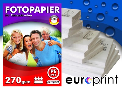 Fotopapier 270gsm 50 Bl. 13x18 Hochglänzend Mikroporös Rückseite PE Qualität