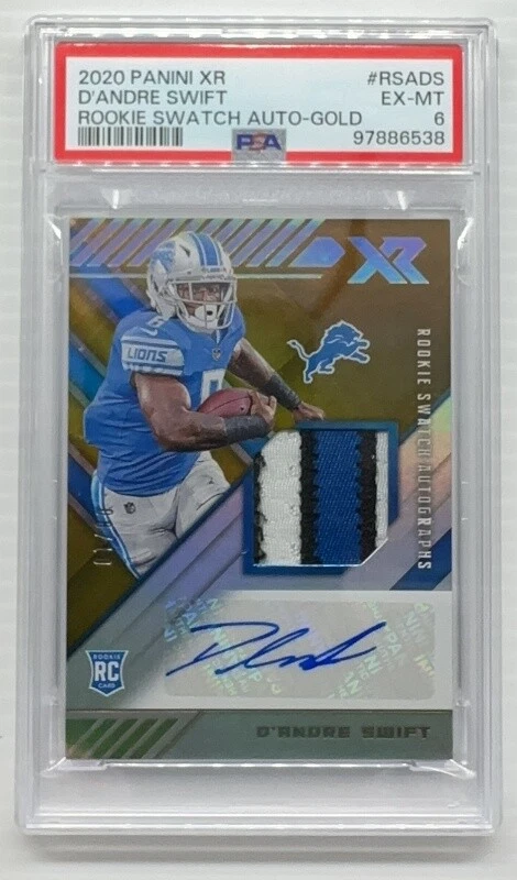 D'Andre Swift Panini XR Rookie Swatch Autographs #RSADS Gold