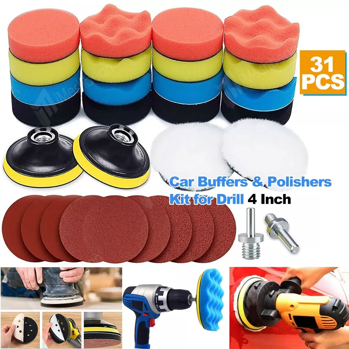 31PCS Foam Drill Polishing Pads Kit Car Hub Waxing Buffing Wheel Polisher  4