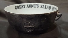 Kettle Bowl Cast Iron Great Aunt's Salad Patch Enamel Alligator England RARE!