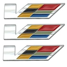 3pcs V Emblem Silver 3D Metal Rear Fender Badge for CTS SRX STS Nameplate