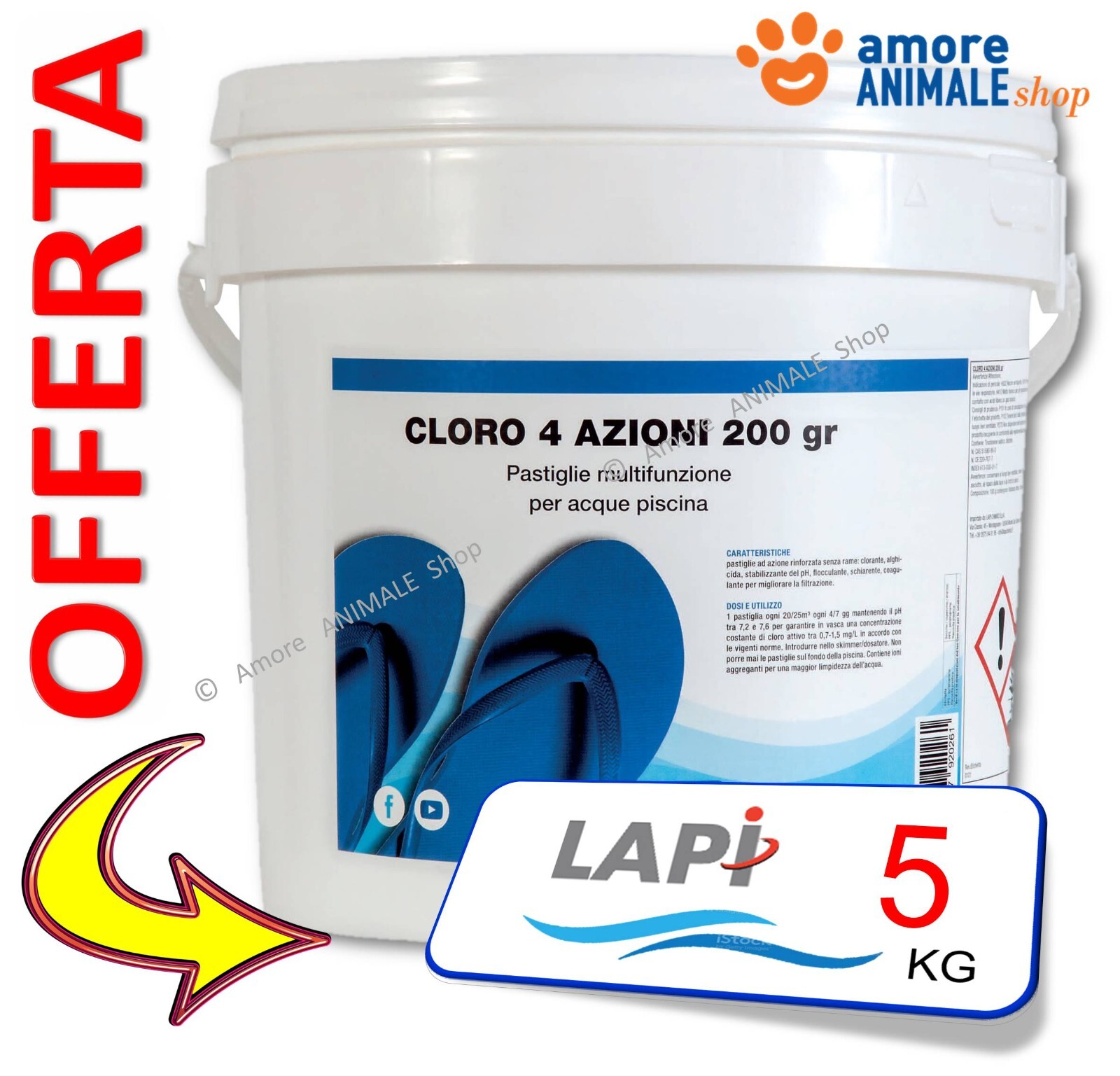 Lapi Cloro 4 Acciones Pastillas De 200 Gr → 5 / 10/25 KG - Multifunción Piscinas