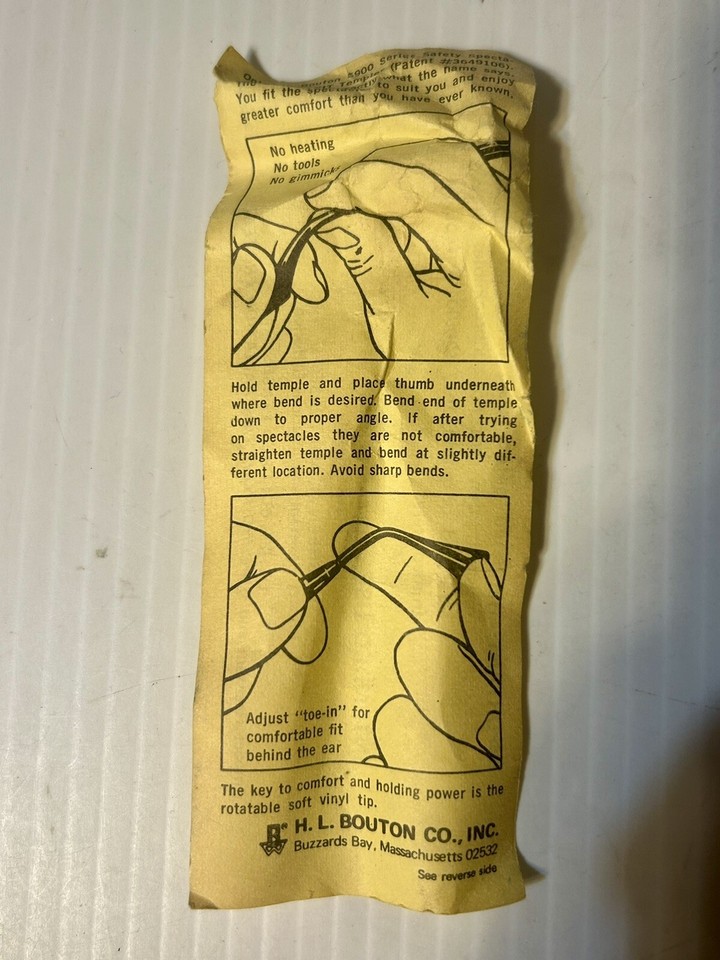 Vintage 1950's Bouton Safety Glasses In Original Box UFit Temples