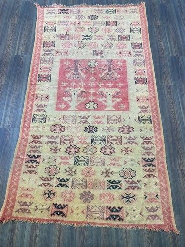 Vintage Soft Wool Rug,Moroccan Berber Runner Rug,Geometric Ivory Carpet 5x9 ft - Picture 3 of 13