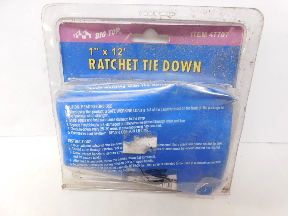 CORREA DE AMARRE DE TRINQUETE AJUSTABLE BIG TOP 1" X 12' 1500 LBS. FUERZA Foto 3 de 4