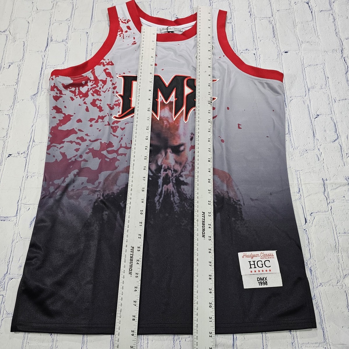 Headgear Classics Basketball Jersey DMX Gray Red Flesh Of My
