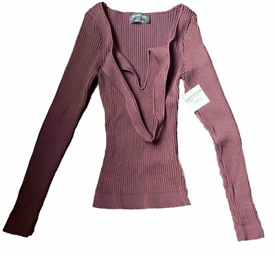 MINKPINK Women's  Knit Cut-Out Long Sleeve Top Size S  NWT