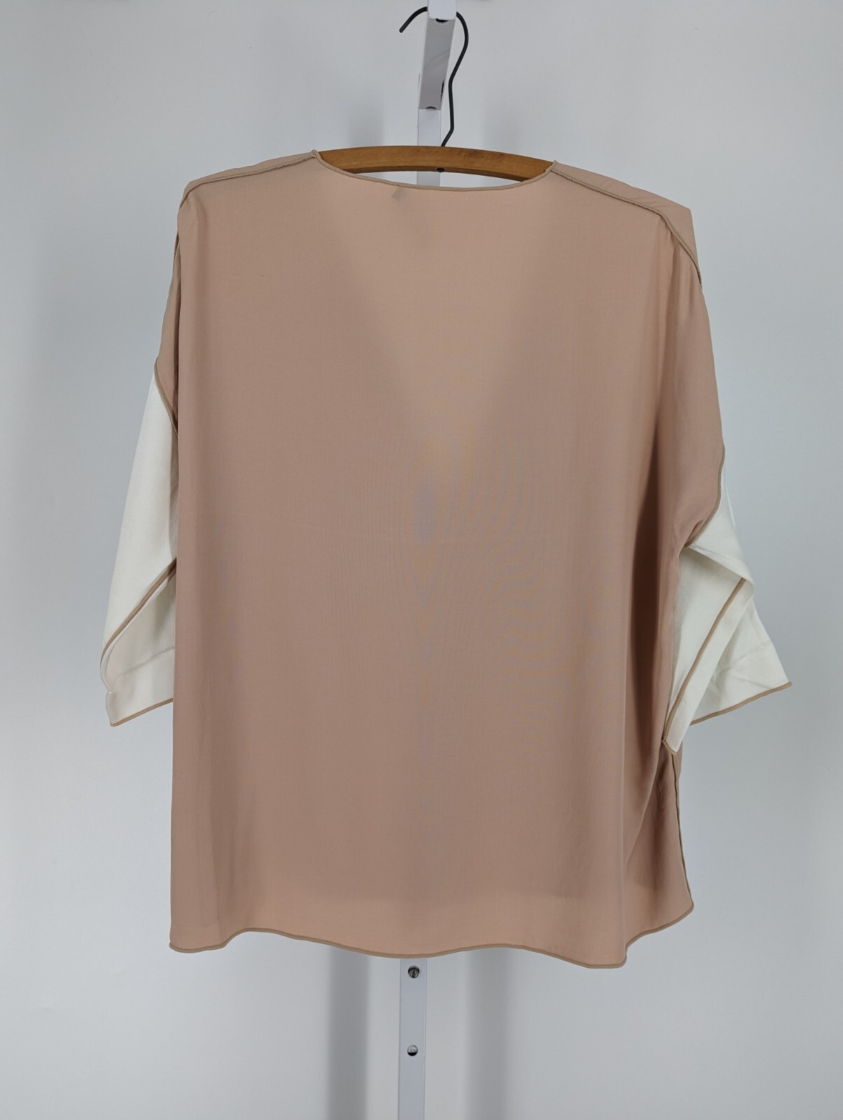 FILA Camicia oversize The Row beige bianco asimmetrico arricciacapelli top rayon seta