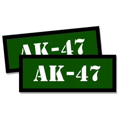 AK-47 Ammo Can GREEN Stickers 2x Ammunition Gun Case Labels Decals 2 pack