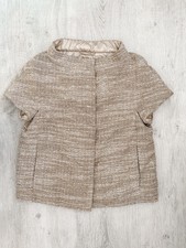 Herno Tweed Short Sleeve Quilt Lined Jacket Nwt It 42 Uk 10