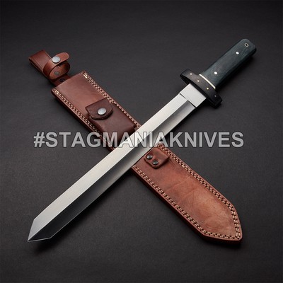 Custom Hand Forged J2 Steel Full Tang Hunting Big Roman Sword Micarta Handle