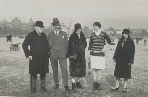 Vintage RPPC People Standing On Frozen Lake Ice Skating 1929 Winter Fashion - Picture 3 of 7