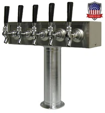 Stainless Steel Draft Beer Tower Made in USA - 5 Faucets - Air Cooled -TT5CR-
