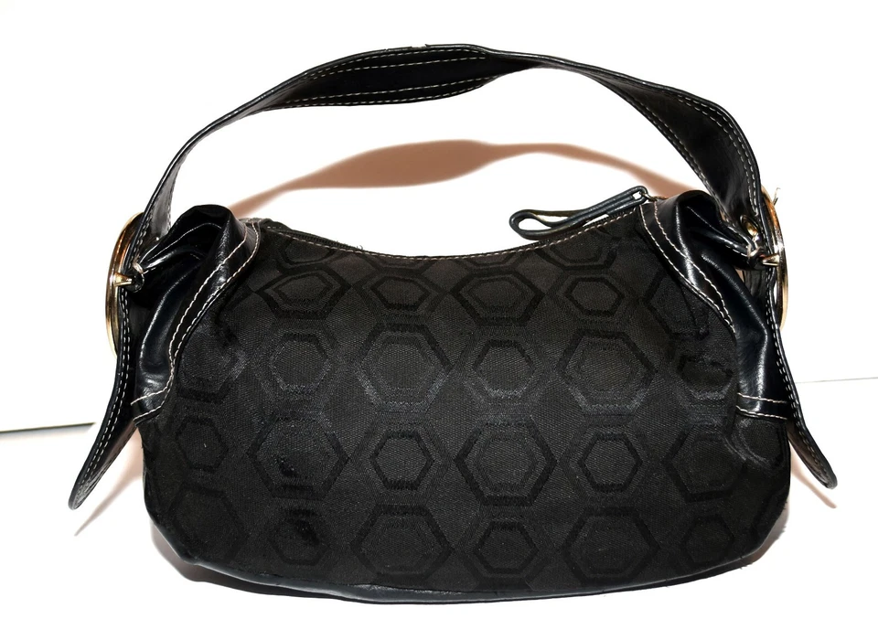 Bolso Hobo Axcess by Liz Claiborne Negro Geométrico Algodón Lona Imitación Cuero Foto 2 de 4