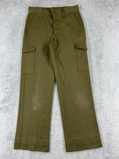 VINTAGE Boy Scouts Pants Youth 26 Green Official Uniform Twill Cargo 26x27 READ