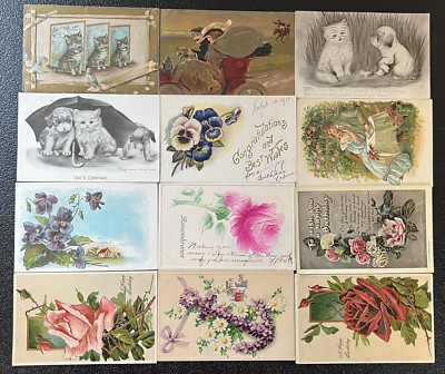 Vintage Lot of 12 Mixed Different Scenes & Subjects Postcard
