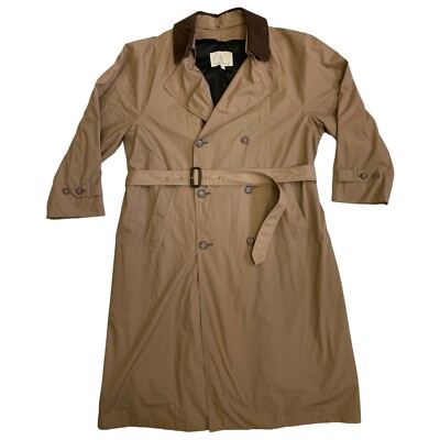 44L London Fog Men’s Overcoat Raincoat Khaki Tan Light Brown Belted Coat  Fall