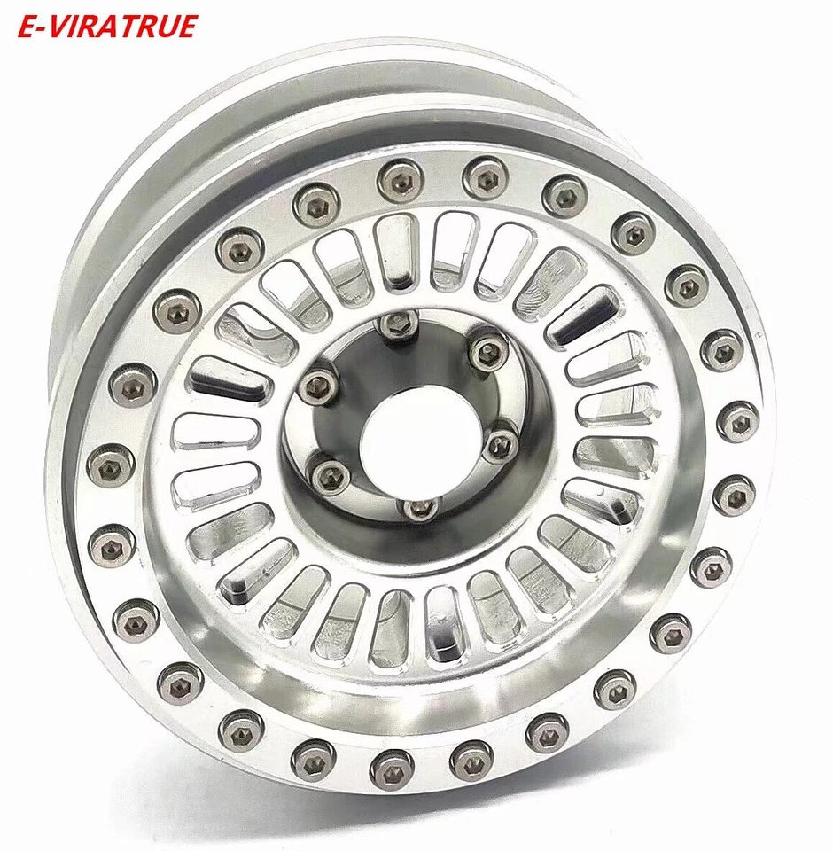E-VIRATRUE 2.9''Alu Wheel For Proline Tire For Axial SCX6 1/6 Silver 1pcs - Image 2 of 4