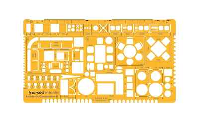 Metric 1:50 Scale Architectural Drawing Template Stencil-Furniture Symbols For H