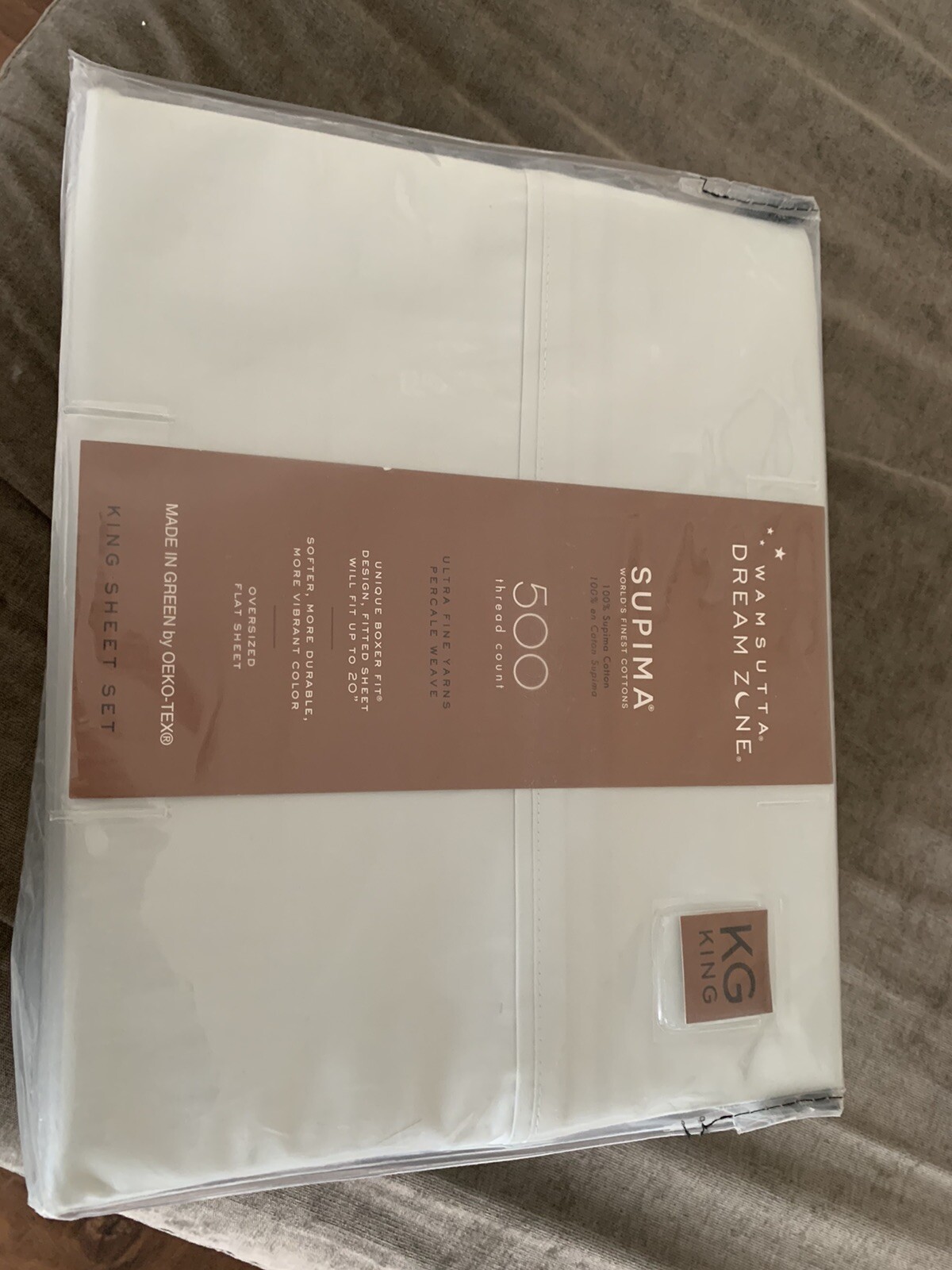 WAMSUTTA DREAM ZONE 500 TC SUPIMA Cotton Percale KING SHEET SET MINT