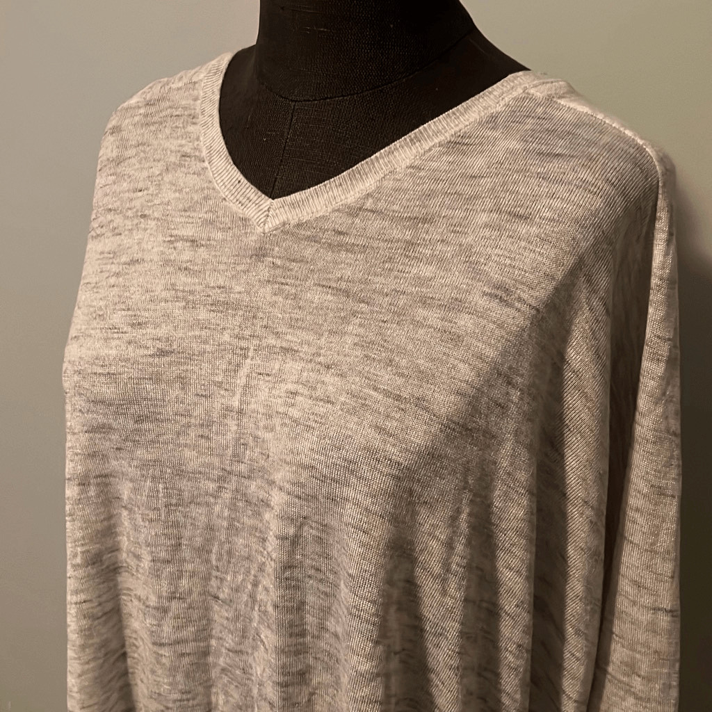 Primark Women's Gray High Low Hem Side Vent V-Neck Long Sleeve Top image 5