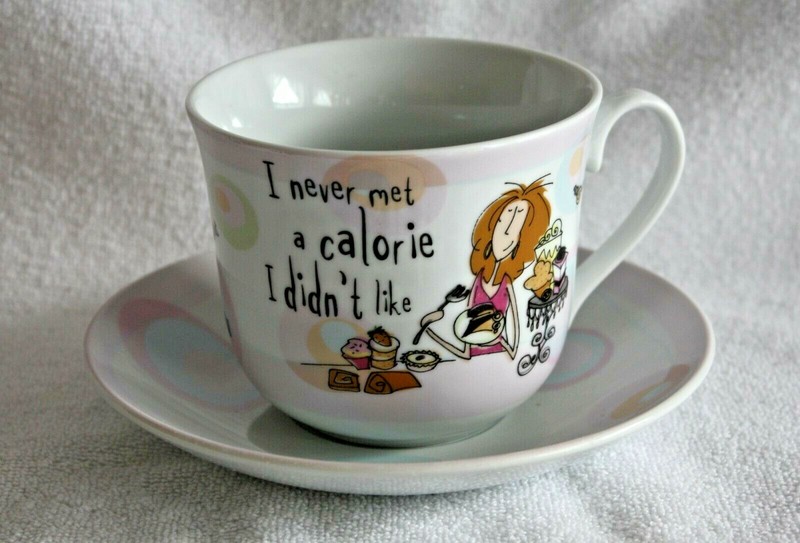 Creativetops Latte Cup & Saucer "I Never Met a Calorie I Didn't Like" Soup Mug