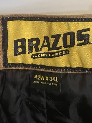 NWT Brazos Work Force Men's Duck Brown Canvas Insulated Carpenter