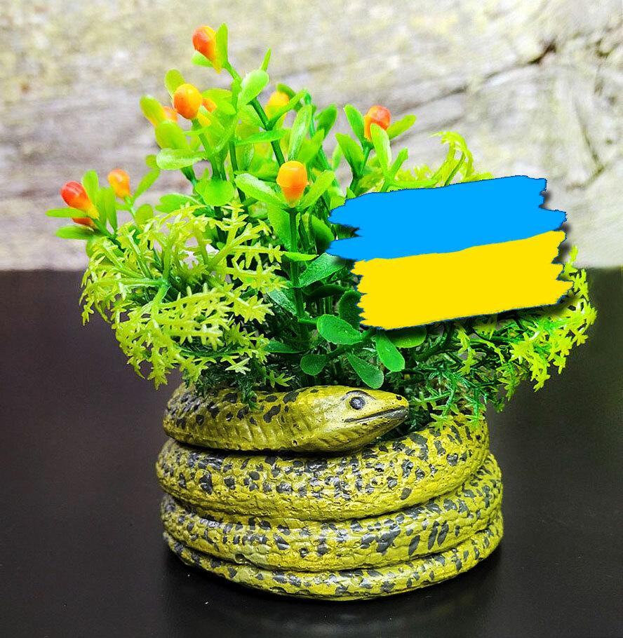 Pot de fleurs vert serpent fait la main maître Ukrainien jardinière mini