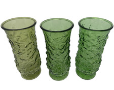 E O Brody Emerald Green Glass Textured Pattern Vases St Patrick’s Decor Lot Of 3