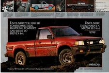 1987 MAZDA SE-5 4x4 B2600 Red Pickup Truck all muddy Centerfold Vintage Ad 