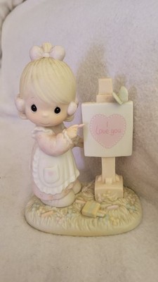 Precious moments ''Loving You Dear Valentine'' Girl painting sign 1986 PM-874