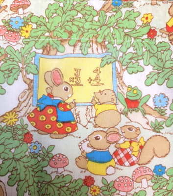 Vintage Handmade Forest Animal School Theme Curtain Panel Homeschool 44''W x 34''L