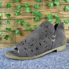 Coolway Nelia Women's 38 Taupe Suede Cutout Peep-Toe Bootie Walking Comfort