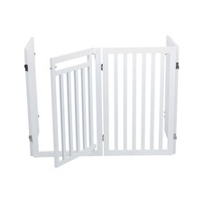 TRIXIE Dog Barrier 4-Panel White Gate, 80" Wide x 31.5" High, Pet Safety Fence