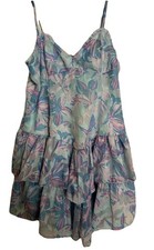 Wild Fable Women's Lt Blue/MultiPrint Sleeveless Ruffle Cup Dress Lined Size Med
