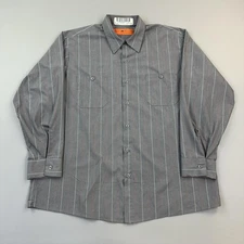 Vintage Red Kap Shirt Mens XL Gray Pinstripe Button Up Long Sleeve Workwear USA