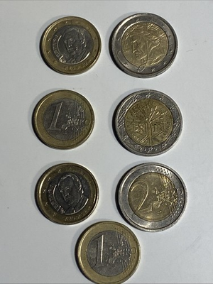 #ad Lot Of 7 Euro Coins 200120022003 $30.00