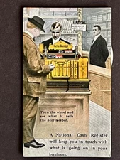 1927 NATIONAL CASH REGISTER BLOTTER TURN A WHEEL SHOWS TRANSACTIONS IN WINDOWS