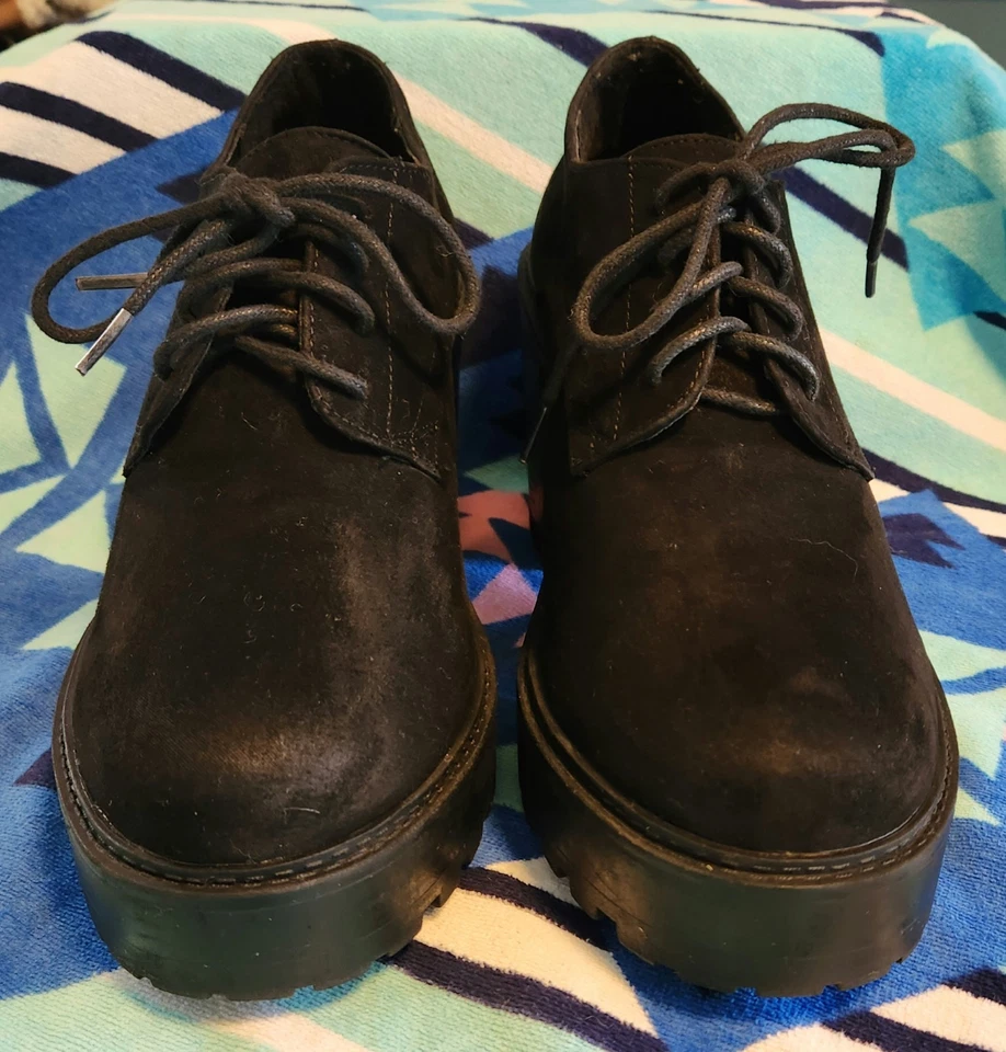 Plataforma Oxford Torrid negro grueso tacón alto para mujer talla 11 WW imitación gamuza Foto 3 de 4