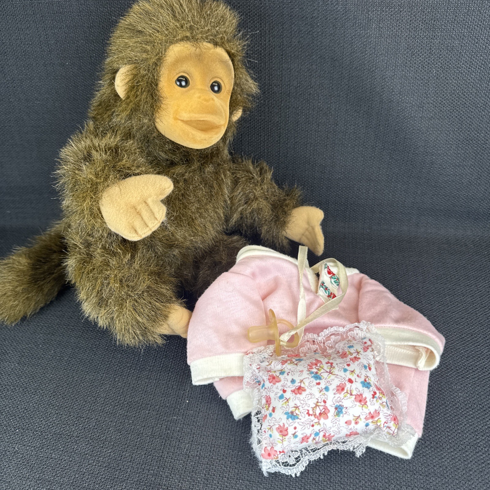 Hosung Baby Monkey Pacifier Pink Pillow 10" Plush Stuffed Animal Vintage 1994