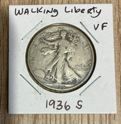 1936-S Walking Liberty Half Dollar VF+ Original Higher Grade Example