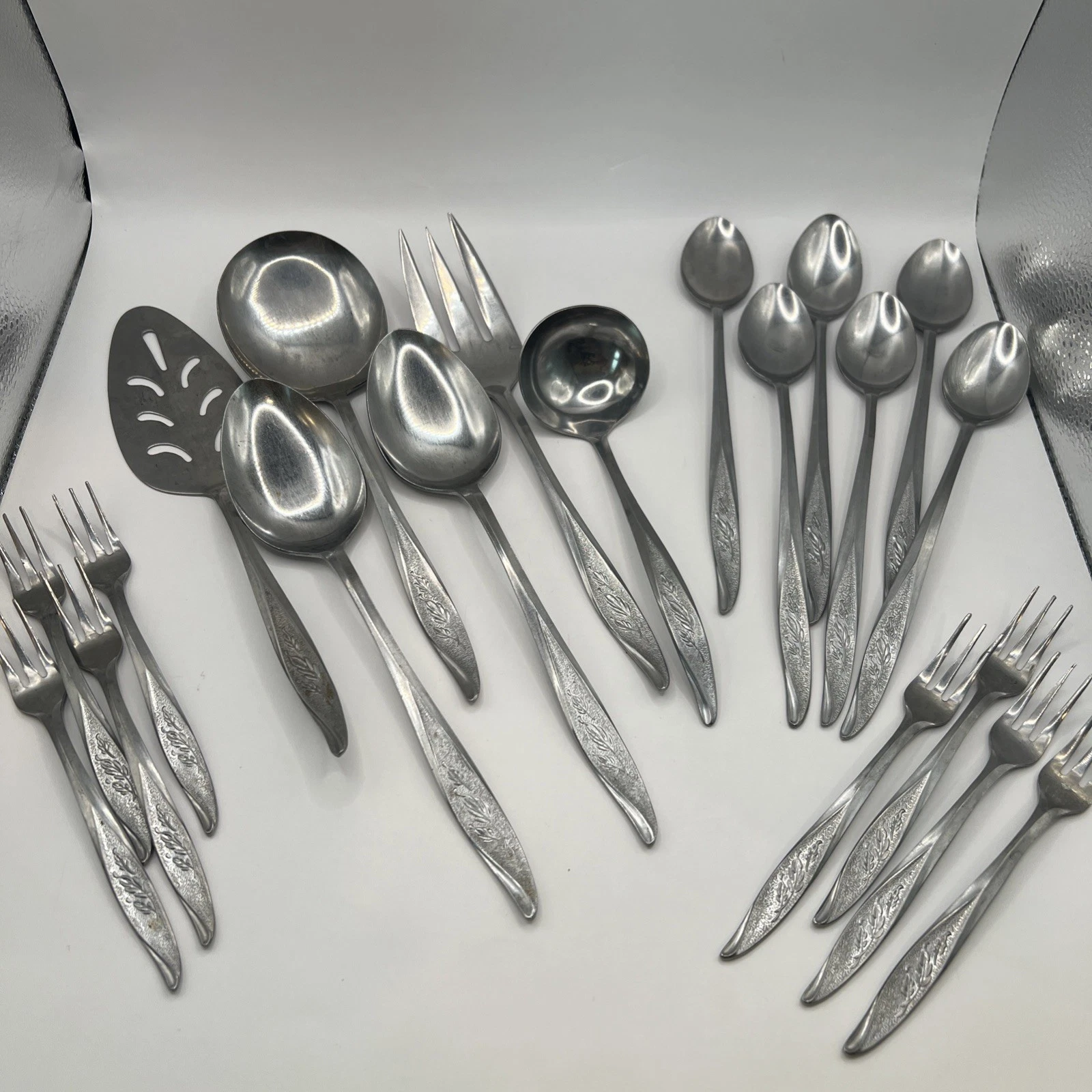 Nasco VASSAR Stainless Steel Flatware Japan 6 Serving Pieces 6 Iced Tea Spoons