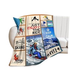 Blanket Ski Lovers Throw Blankets Cozy Plush Flannel Sports 50"x40" Skiing