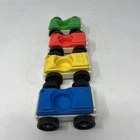 Vintage Fisher Price little people set/4 colored top Garage cars #930
