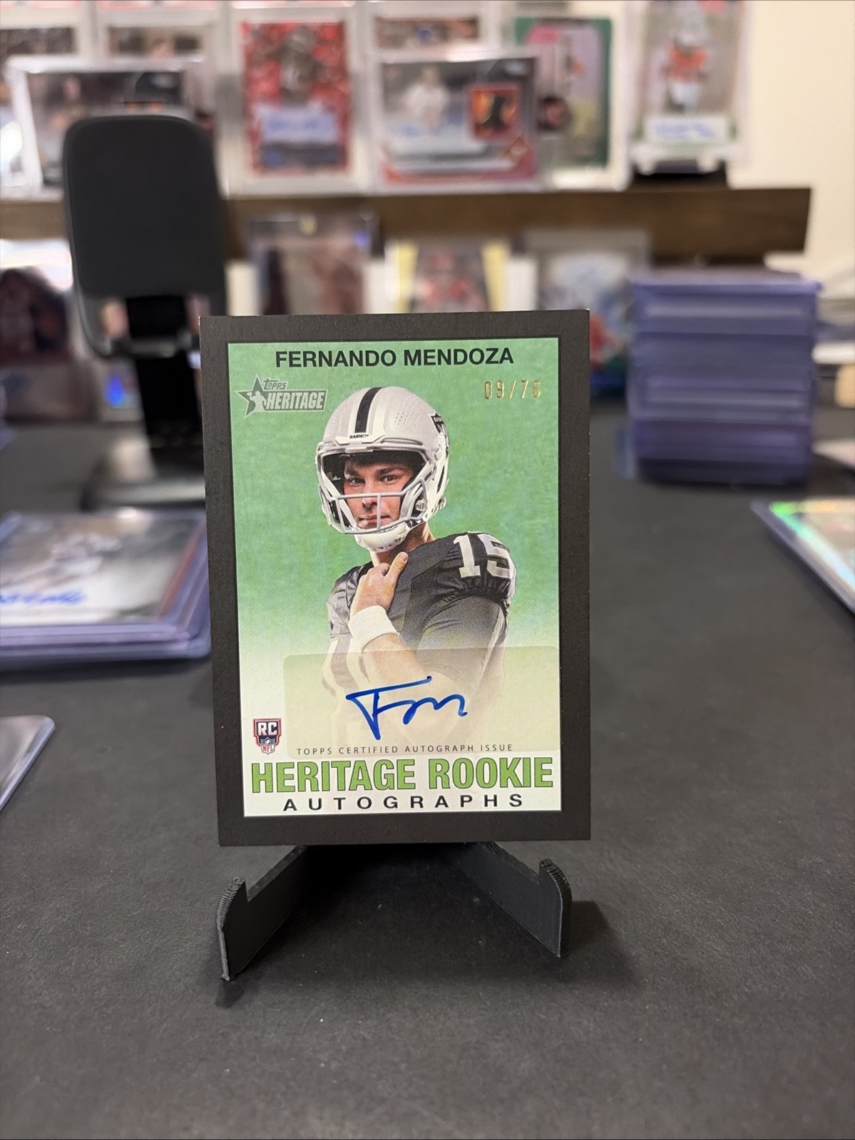 Fernando Mendoza 2026 Topps Heritage Rookie Auto /76 RC Black Border SP 🔥 view 7