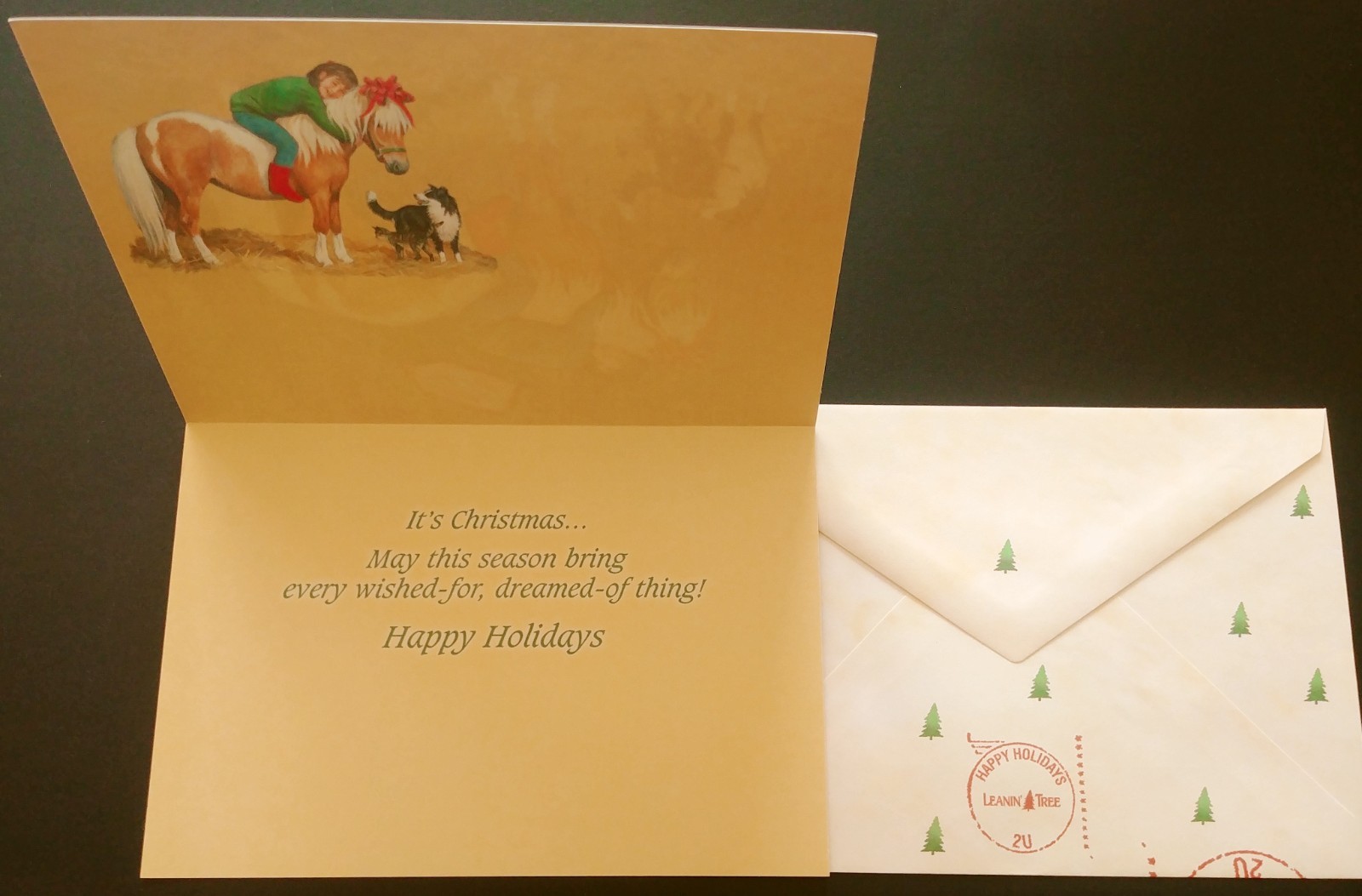 "Western Kiddos" (4) Leanin Tree Christmas, New YR Cards, New With (4) Envelopes